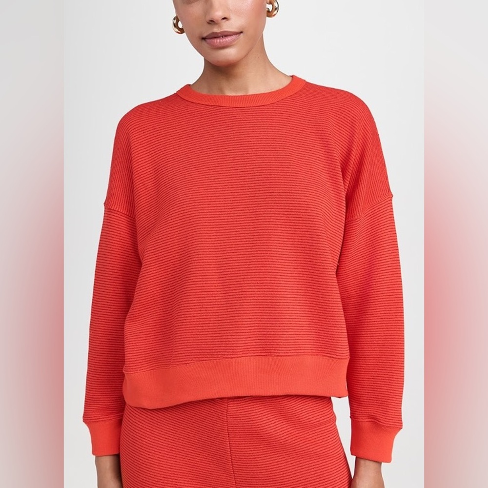 The Great Teammate Crewneck Sweatshirt Hot Red Overdyed Stripe Size 0